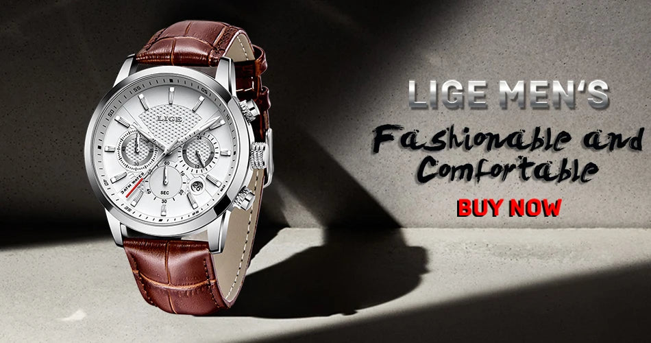 LIGE 2025 Watch Men Fashion Sports Quartz Clocks Mens Watches Top Brand Leather Military Waterproof Date Watch Relogio Masculino
