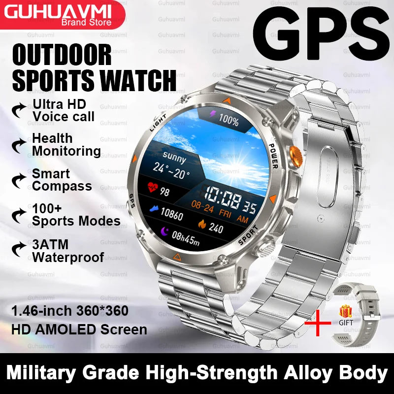Canadian Heritage AMOLED Smart Watch - 1.46'' HD Display Voice Call Compass Fitness Tracker