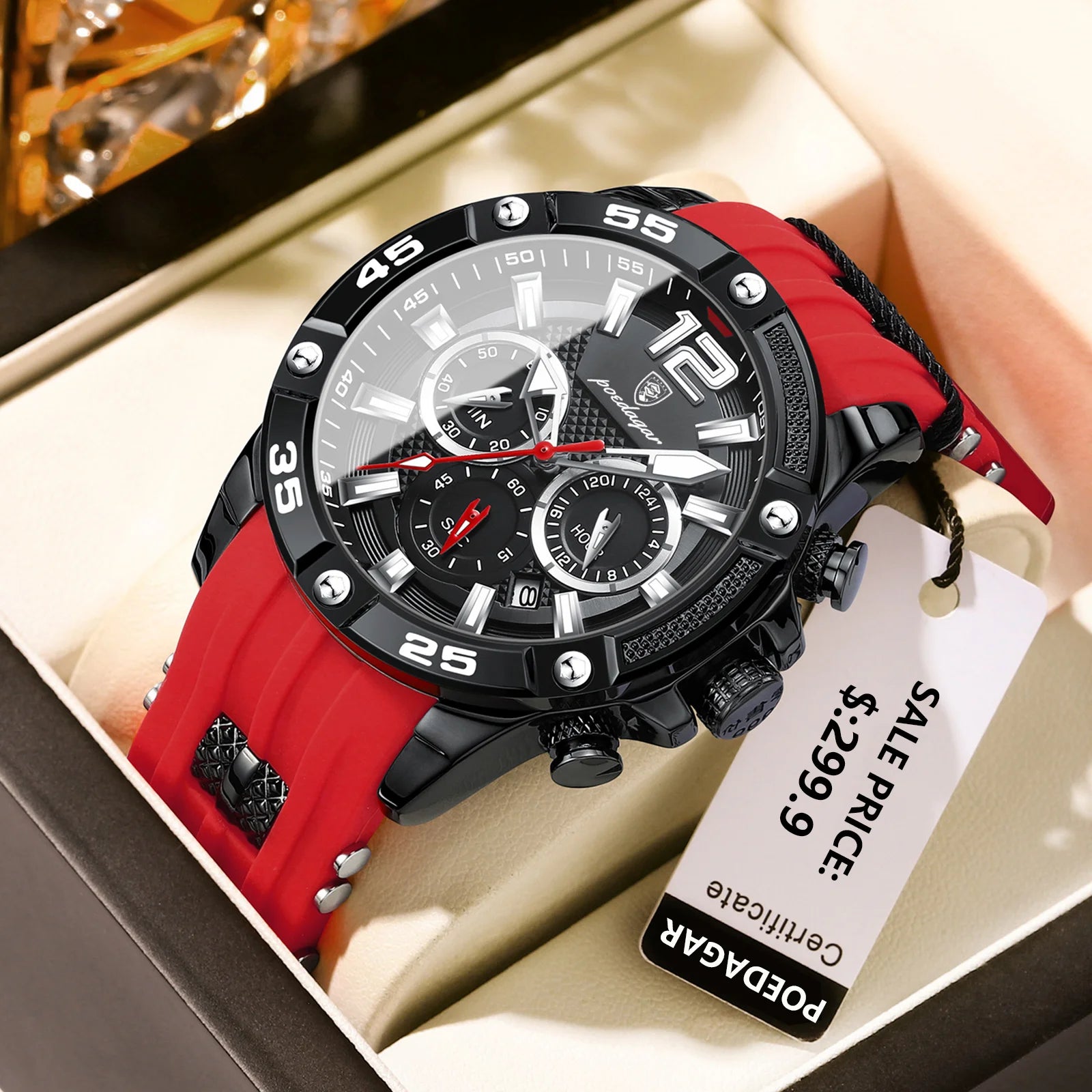POEDAGAR Canadian Heritage Luxury Watch - Waterproof Chronograph Military Quartz Wristwatch
