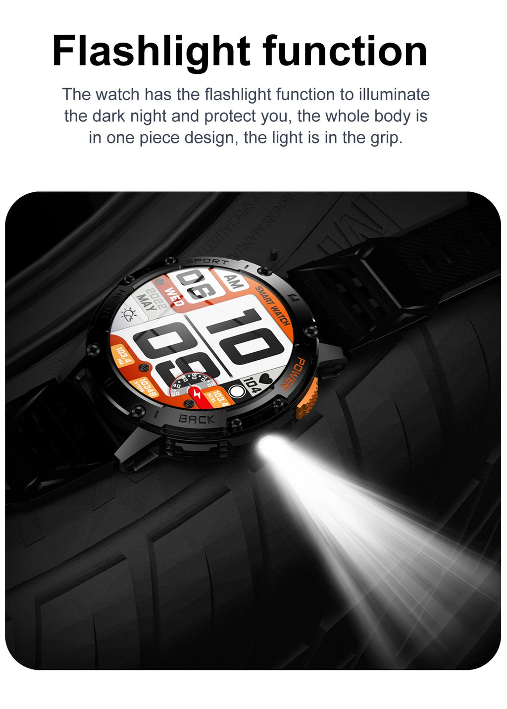 Canadian Heritage AMOLED Smart Watch - Flashlight Sports Waterproof Fitness Tracker with Bluetooth