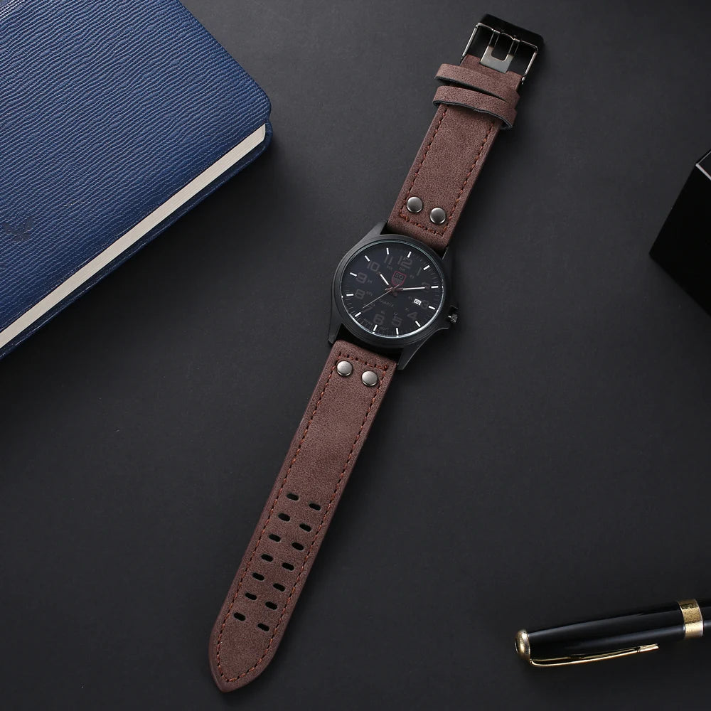 Leisure Men's Wristwatch Quartz Leather Strap Watches Masculino Relogio Fashion Male Calendar Clock Out-door Reloj Hombre