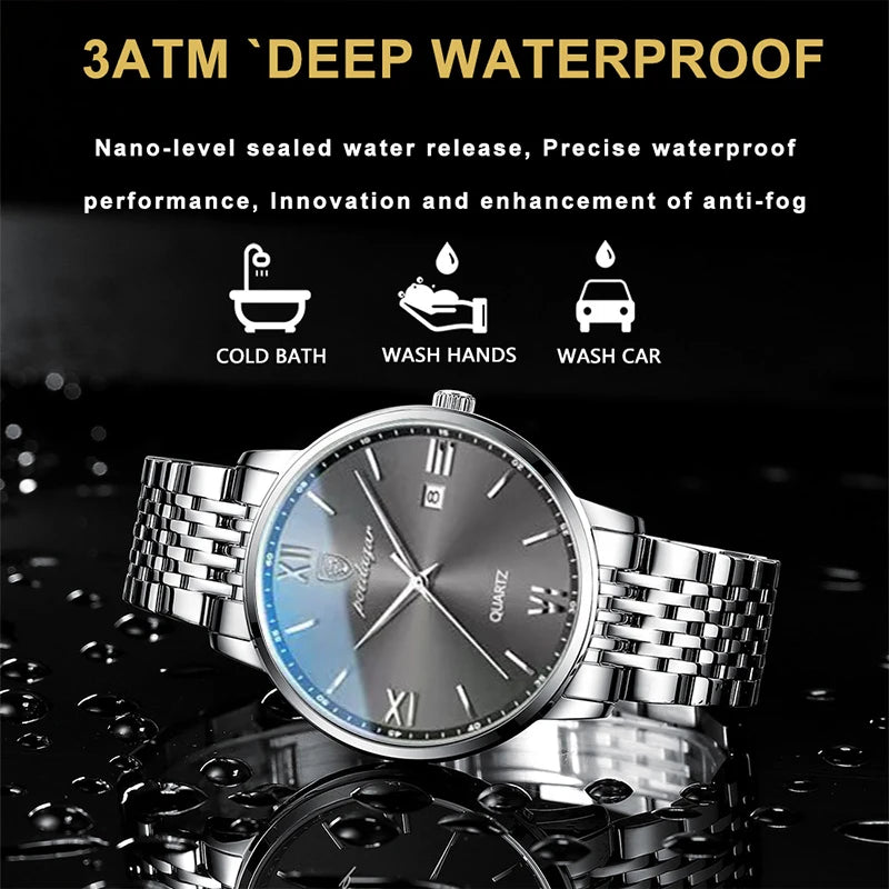 POEDAGAR Luxury Casual Men's Wristwatch Waterproof Date Man Watch High Quality  Stainless Steel Sports Quartz Men Watches Reloj