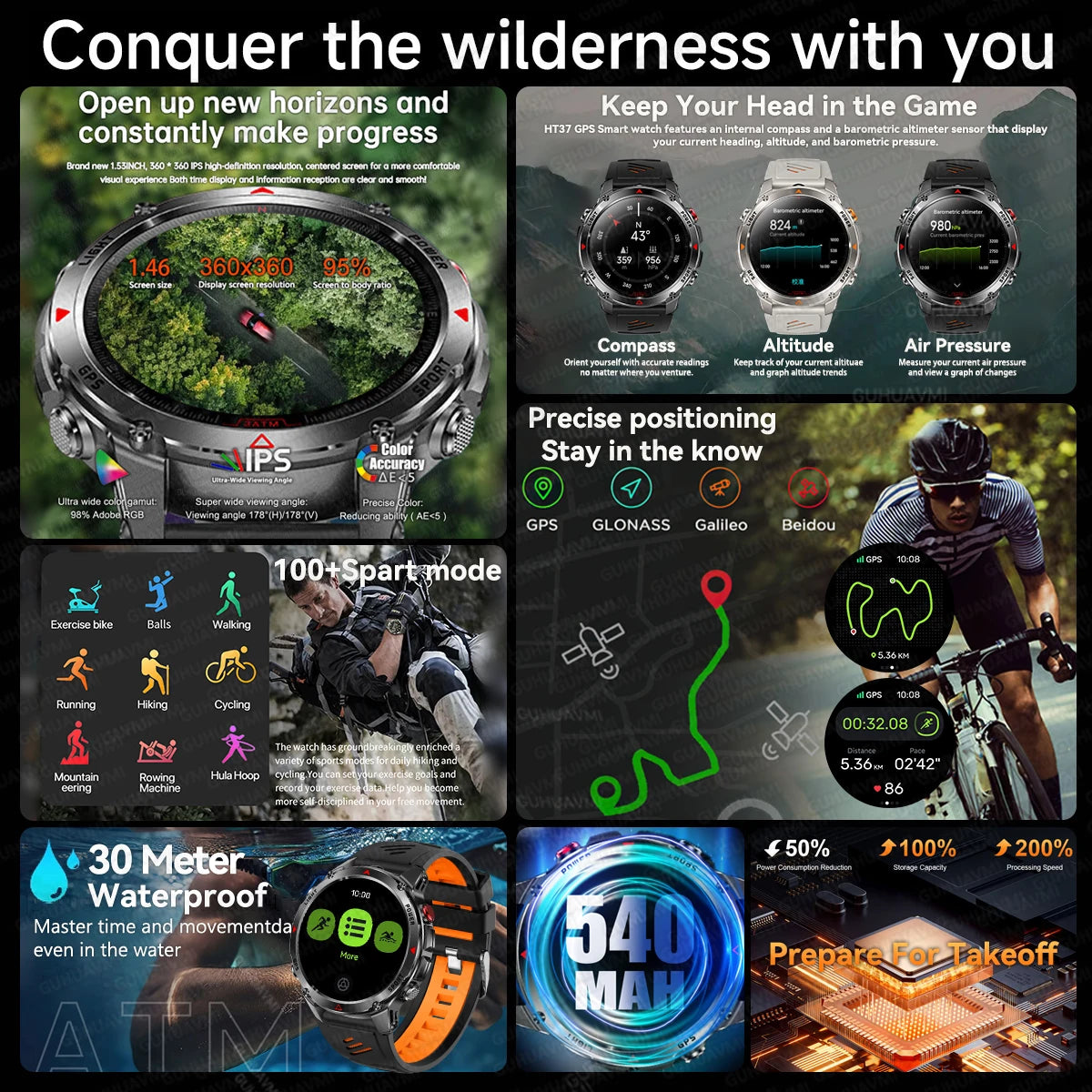 Canadian Heritage AMOLED Smart Watch - 1.46'' HD Display Voice Call Compass Fitness Tracker