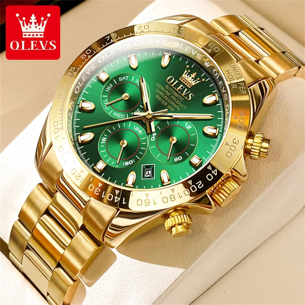 Canadian Heritage OLEVS 6638 Automatic Watch - Multi-Function Chronograph Waterproof Luxury Watch