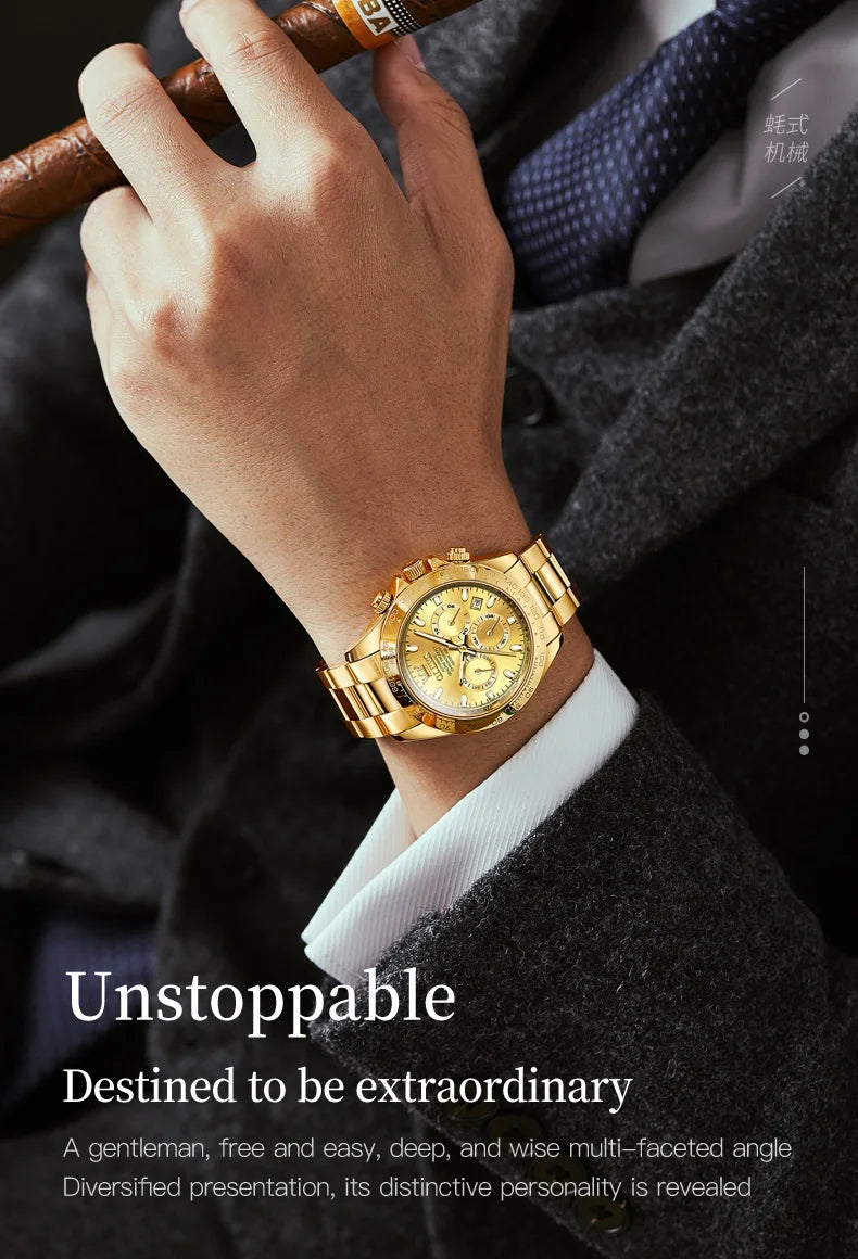 Canadian Heritage OLEVS 6638 Automatic Watch - Multi-Function Chronograph Waterproof Luxury Watch