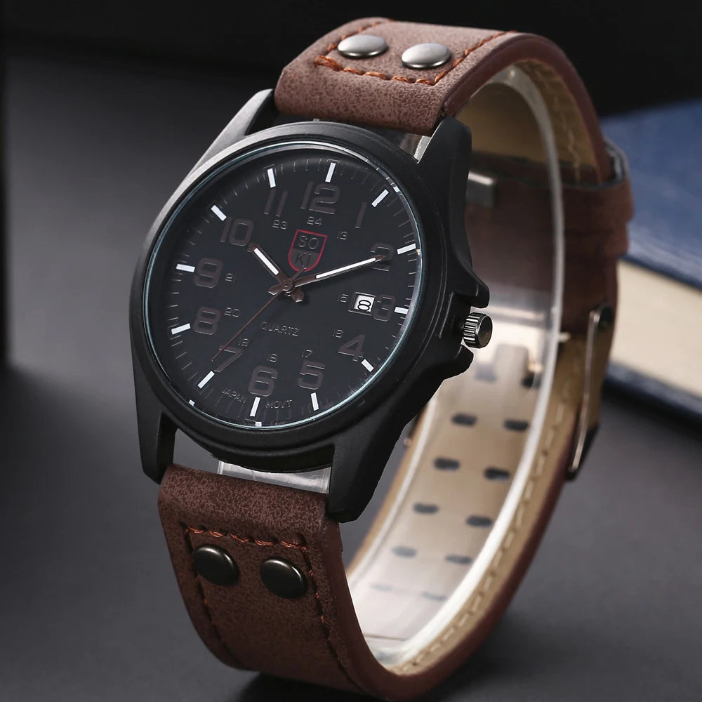Leisure Men's Wristwatch Quartz Leather Strap Watches Masculino Relogio Fashion Male Calendar Clock Out-door Reloj Hombre