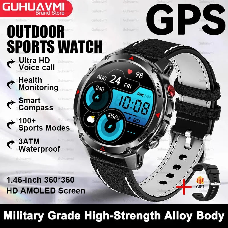 Canadian Heritage AMOLED Smart Watch - 1.46'' HD Display Voice Call Compass Fitness Tracker