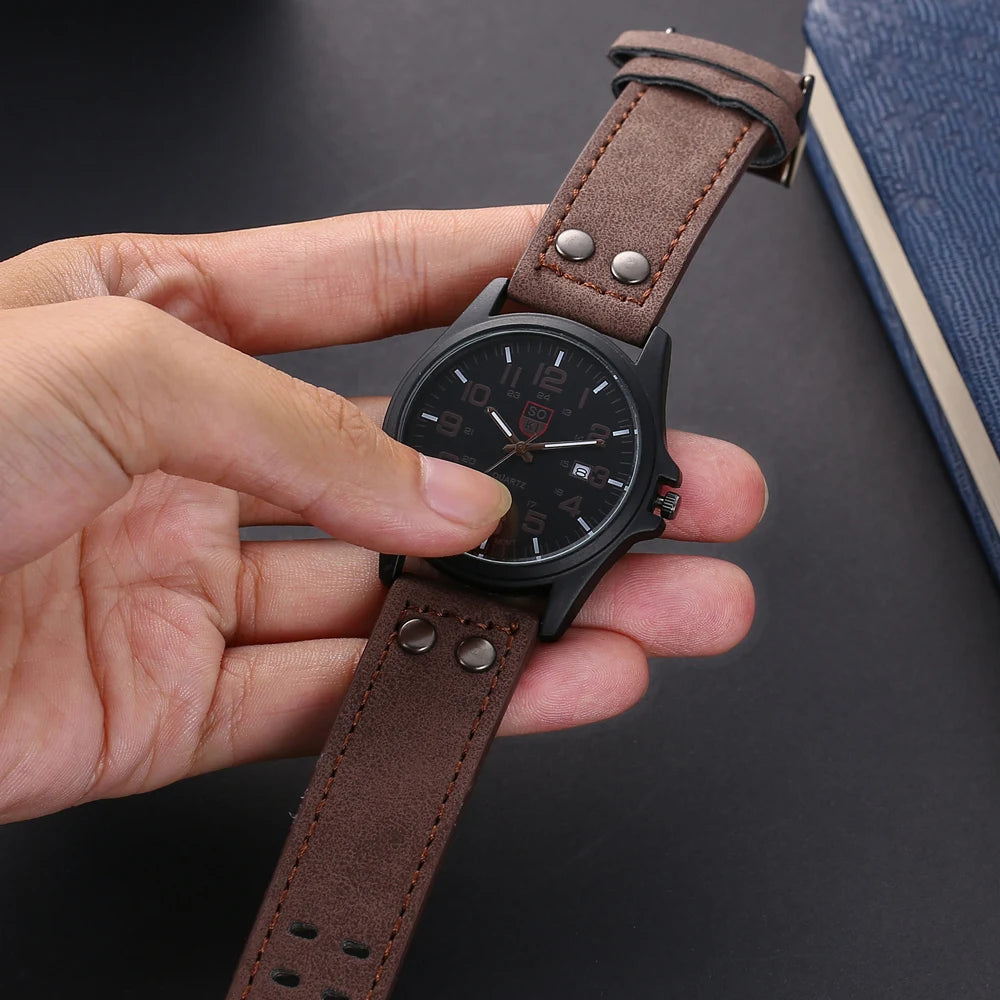 Leisure Men's Wristwatch Quartz Leather Strap Watches Masculino Relogio Fashion Male Calendar Clock Out-door Reloj Hombre