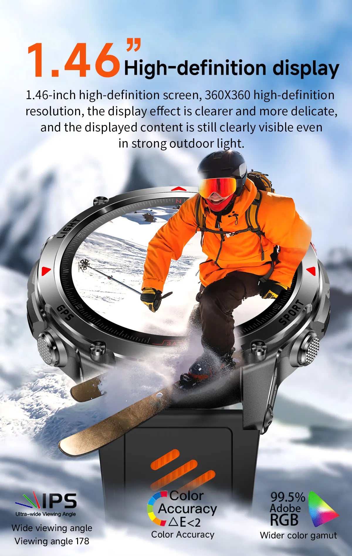 Canadian Heritage AMOLED Smart Watch - 1.46'' HD Display Voice Call Compass Fitness Tracker