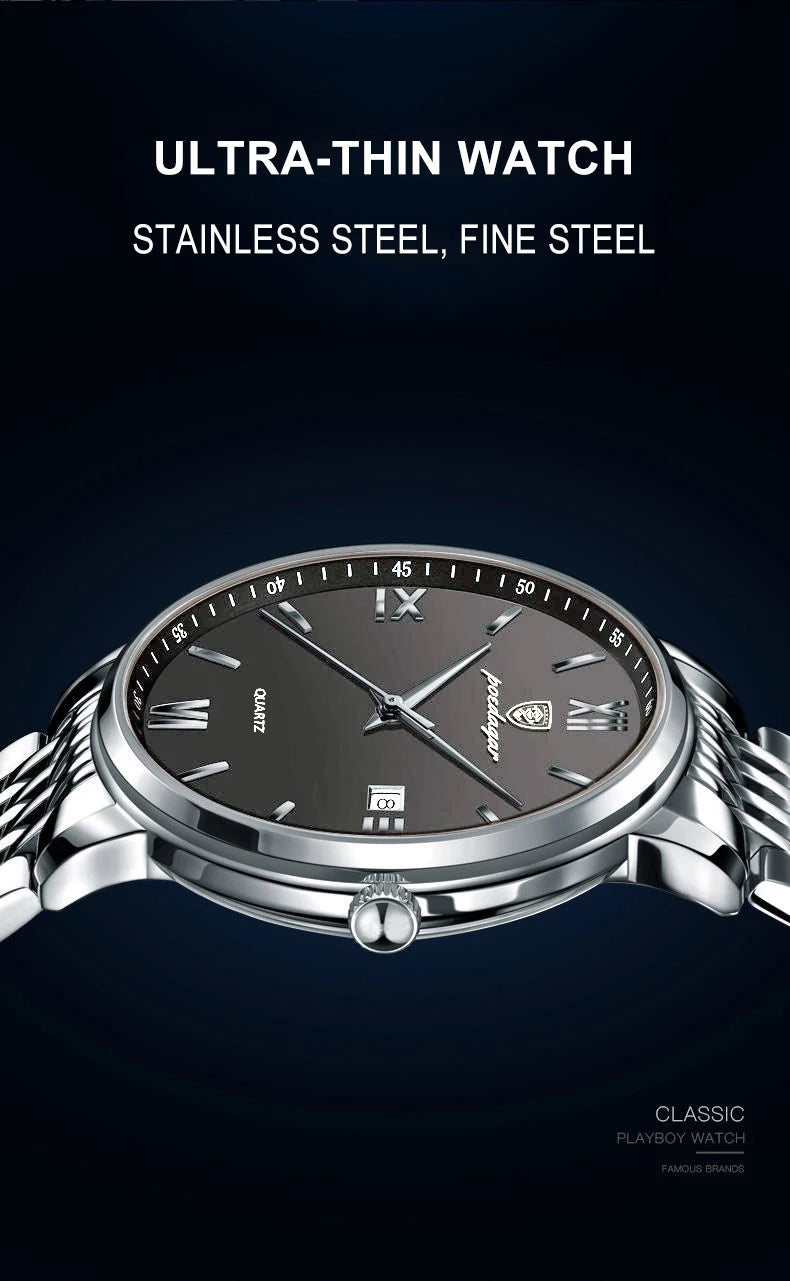 POEDAGAR Luxury Casual Men's Wristwatch Waterproof Date Man Watch High Quality  Stainless Steel Sports Quartz Men Watches Reloj