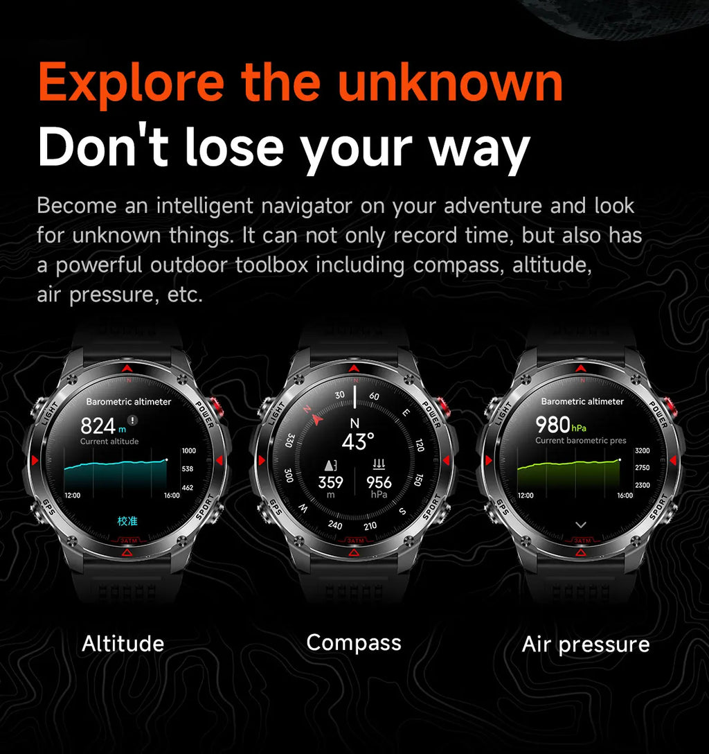 Canadian Heritage AMOLED Smart Watch - 1.46'' HD Display Voice Call Compass Fitness Tracker