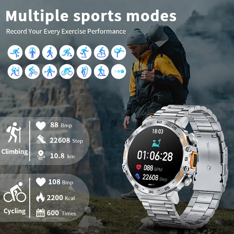 Canadian Heritage AMOLED Smart Watch - 360x360 HD Screen Waterproof Sports Fitness Watch with Flashlight