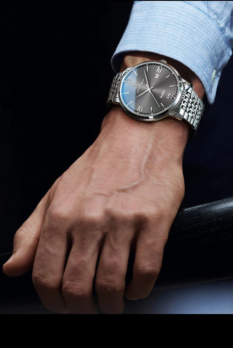 POEDAGAR Luxury Casual Men's Wristwatch Waterproof Date Man Watch High Quality  Stainless Steel Sports Quartz Men Watches Reloj
