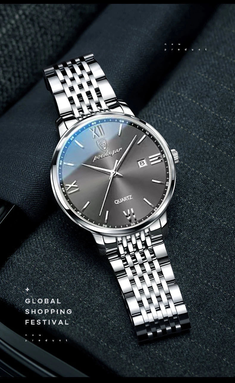 POEDAGAR Luxury Casual Men's Wristwatch Waterproof Date Man Watch High Quality  Stainless Steel Sports Quartz Men Watches Reloj