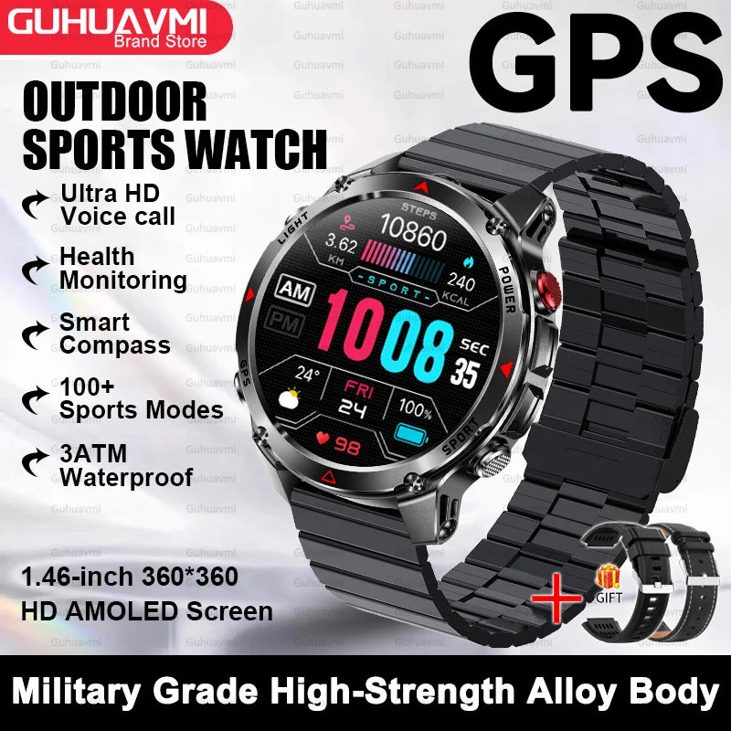 Canadian Heritage AMOLED Smart Watch - 1.46'' HD Display Voice Call Compass Fitness Tracker