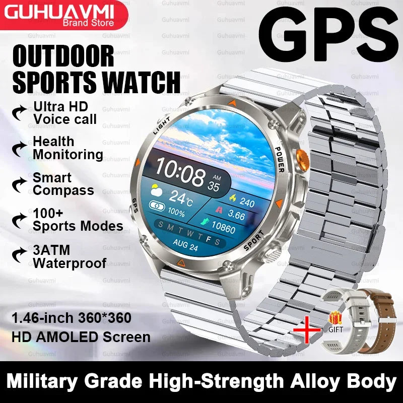 Canadian Heritage AMOLED Smart Watch - 1.46'' HD Display Voice Call Compass Fitness Tracker