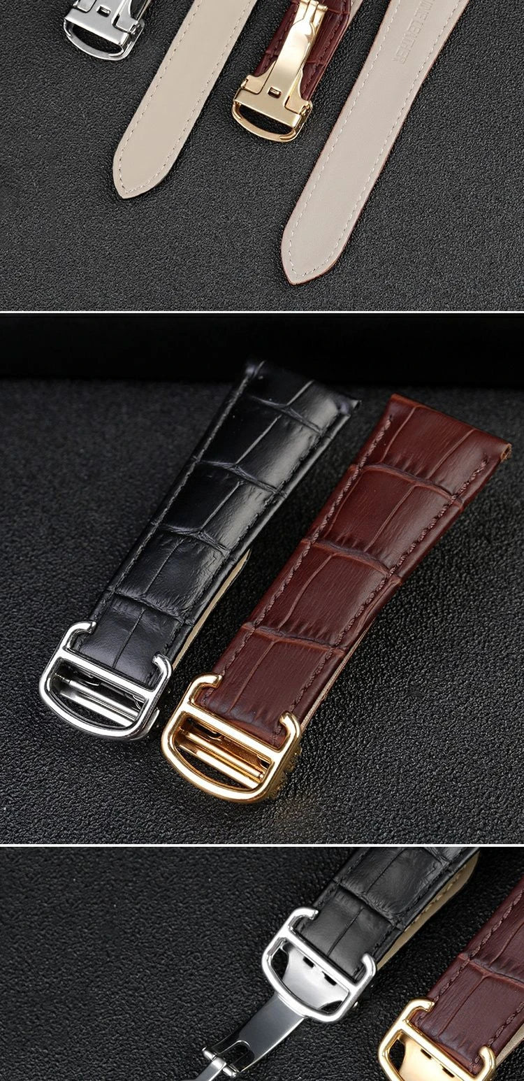 Genuine Leather Watch Band For Cartier Tank Men's Calibre Bull Belt London SOLO Mechanical Watch Strap 17mm 20mm 23mm 25mm