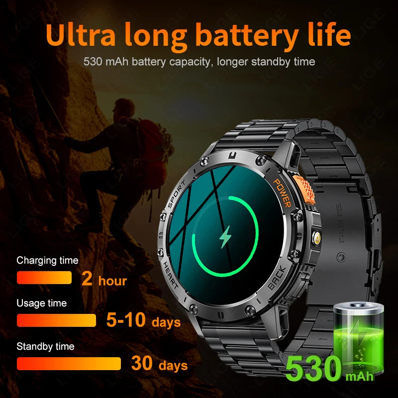 Canadian Heritage AMOLED Smart Watch - Flashlight Sports Waterproof Fitness Tracker with Bluetooth