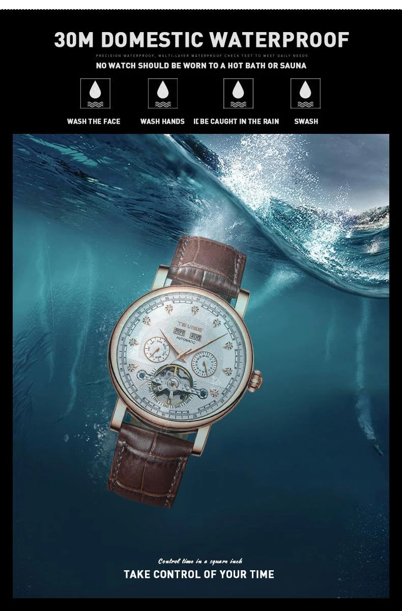 Canadian Heritage TEVISE Automatic Watch - Mechanical Movement Calendar Luminous Business Watch