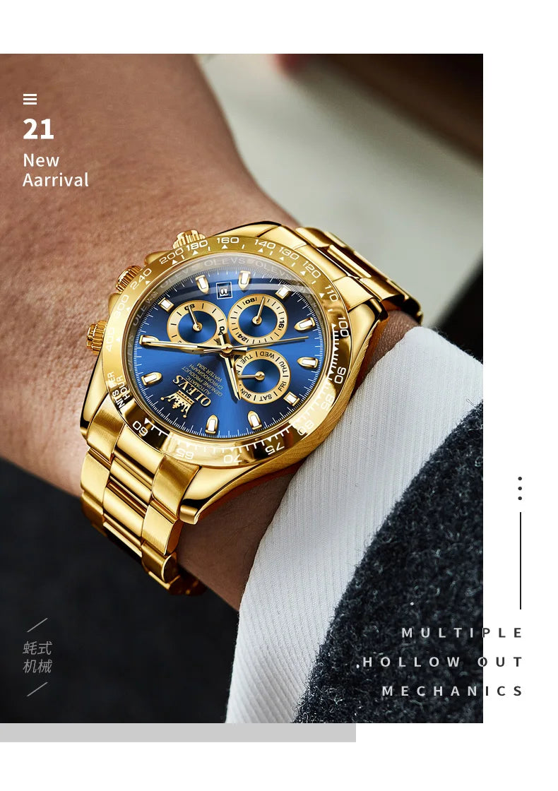 Canadian Heritage OLEVS 6638 Automatic Watch - Multi-Function Chronograph Waterproof Luxury Watch