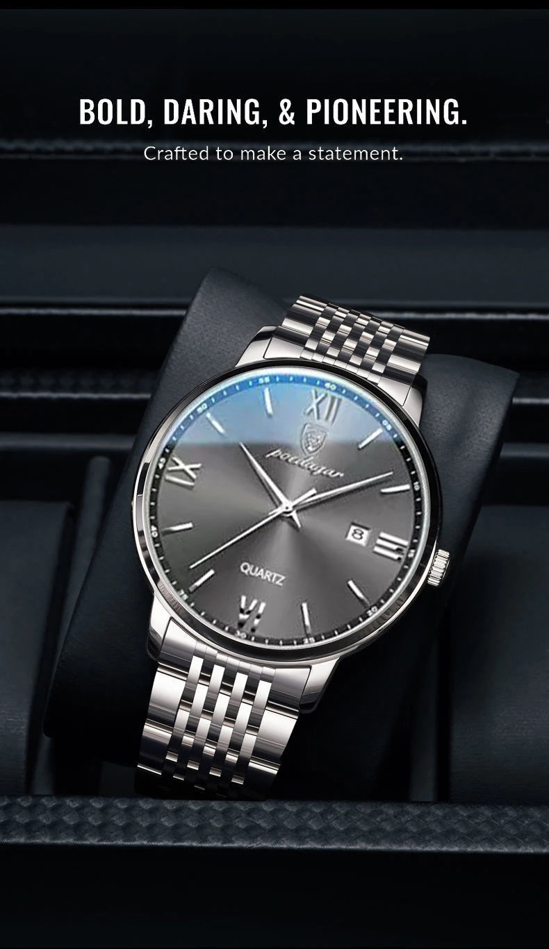 POEDAGAR Luxury Casual Men's Wristwatch Waterproof Date Man Watch High Quality  Stainless Steel Sports Quartz Men Watches Reloj