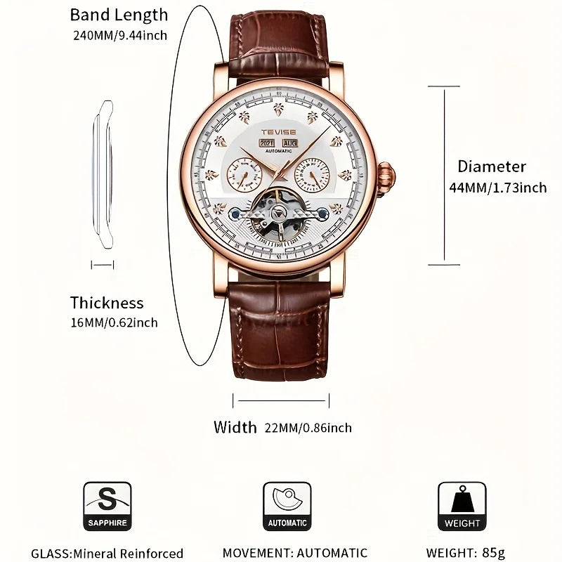 Canadian Heritage TEVISE Automatic Watch - Mechanical Movement Calendar Luminous Business Watch