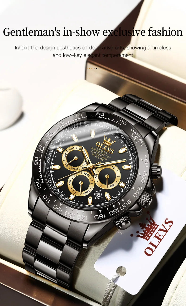 Canadian Heritage OLEVS 6638 Automatic Watch - Multi-Function Chronograph Waterproof Luxury Watch