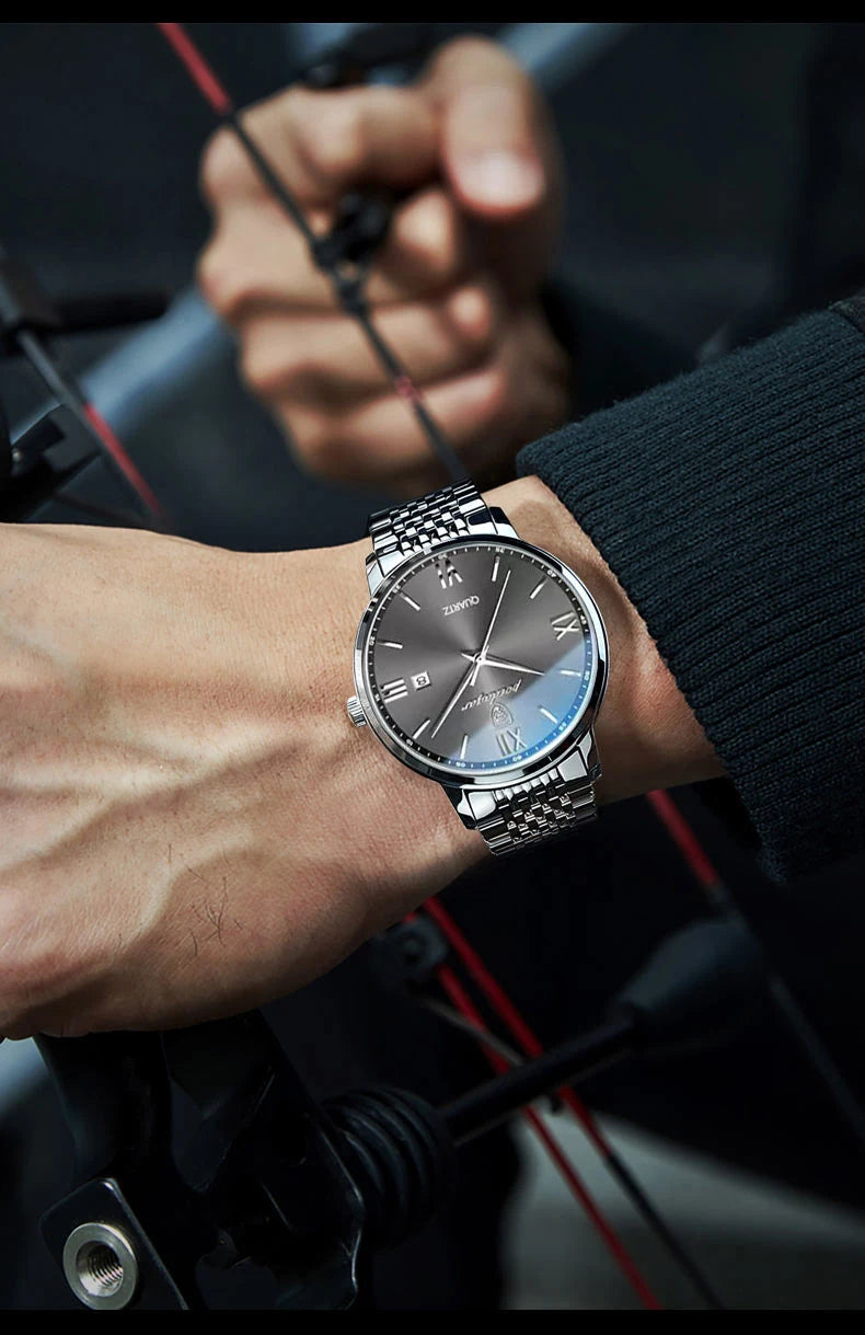 POEDAGAR Luxury Casual Men's Wristwatch Waterproof Date Man Watch High Quality  Stainless Steel Sports Quartz Men Watches Reloj