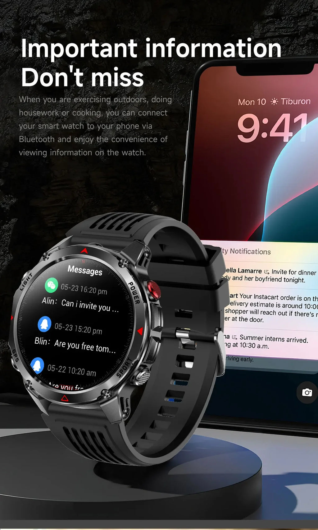 Canadian Heritage AMOLED Smart Watch - 1.46'' HD Display Voice Call Compass Fitness Tracker