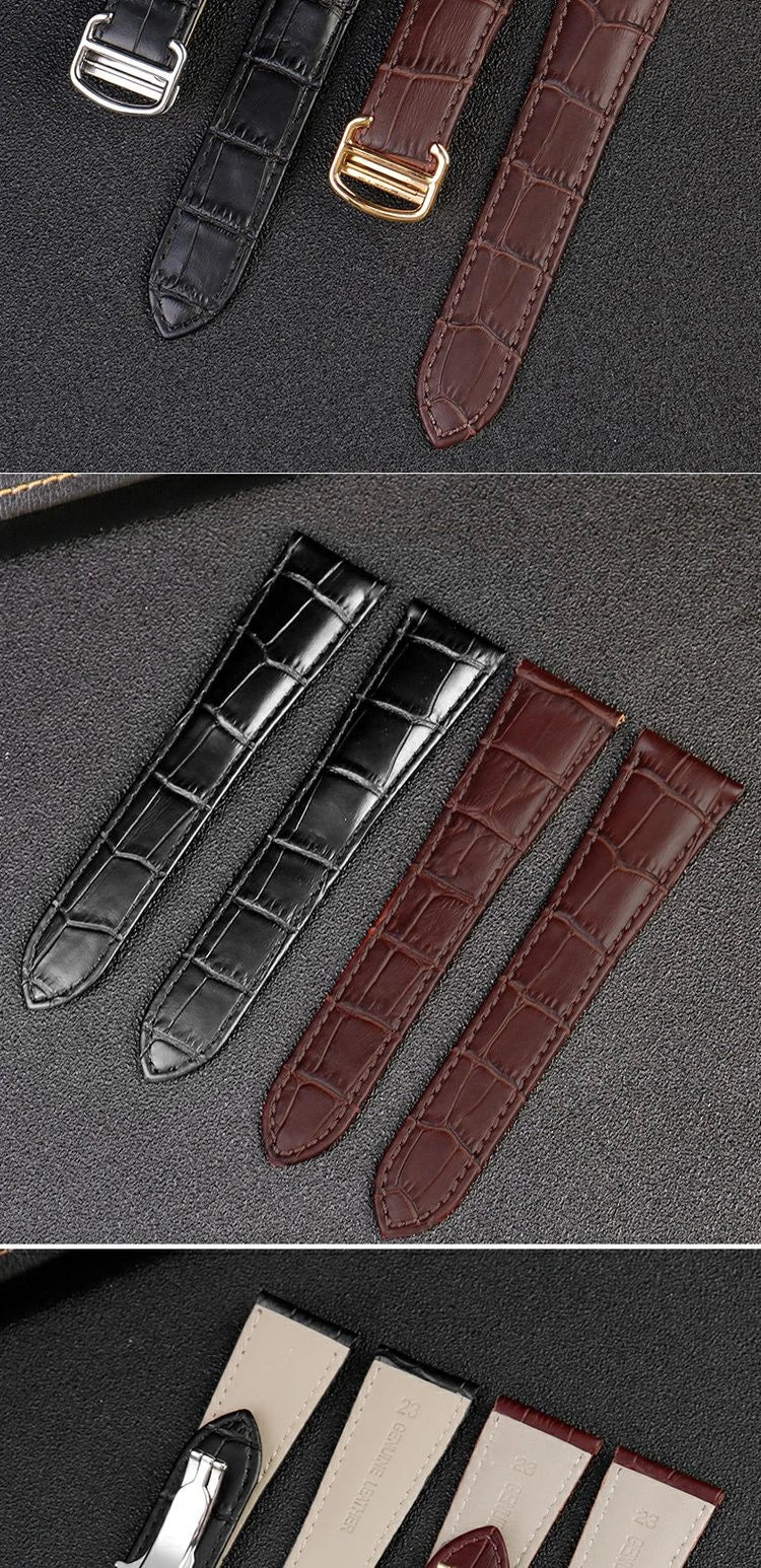 Genuine Leather Watch Band For Cartier Tank Men's Calibre Bull Belt London SOLO Mechanical Watch Strap 17mm 20mm 23mm 25mm