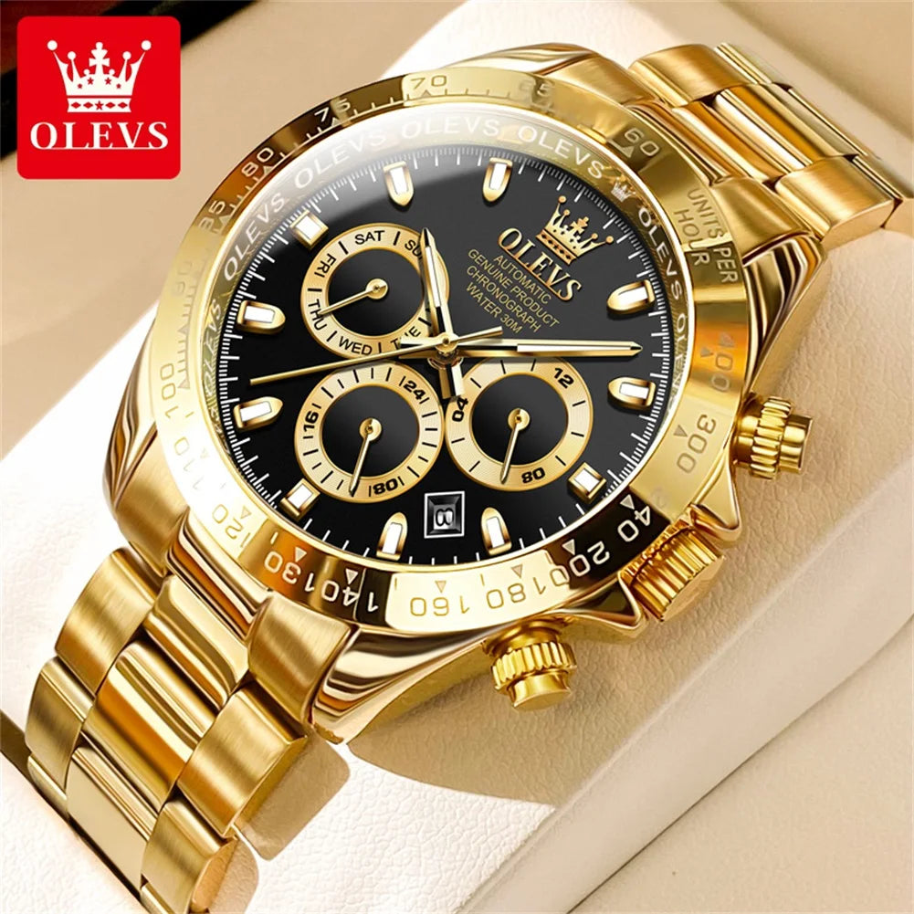 Canadian Heritage OLEVS 6638 Automatic Watch - Multi-Function Chronograph Waterproof Luxury Watch