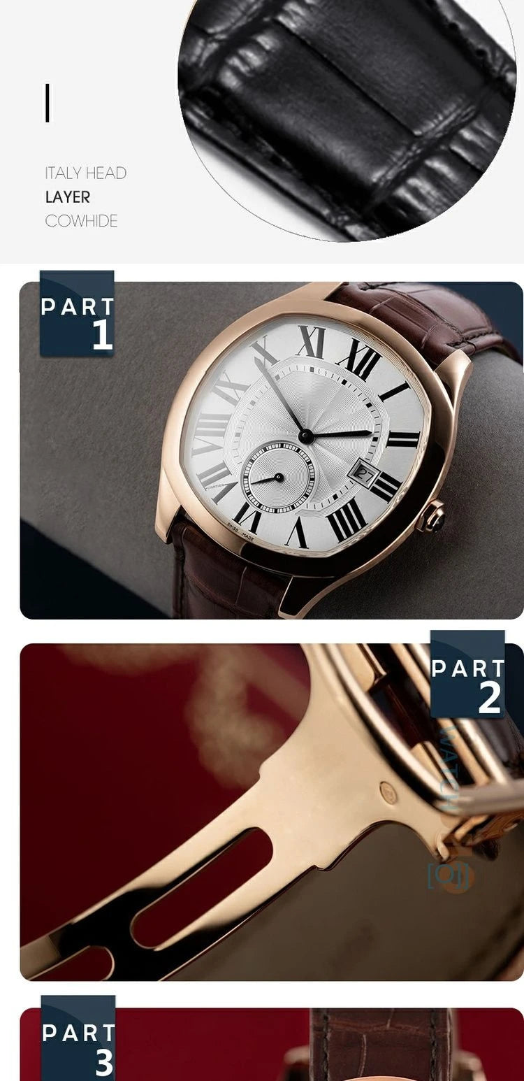 Genuine Leather Watch Band For Cartier Tank Men's Calibre Bull Belt London SOLO Mechanical Watch Strap 17mm 20mm 23mm 25mm