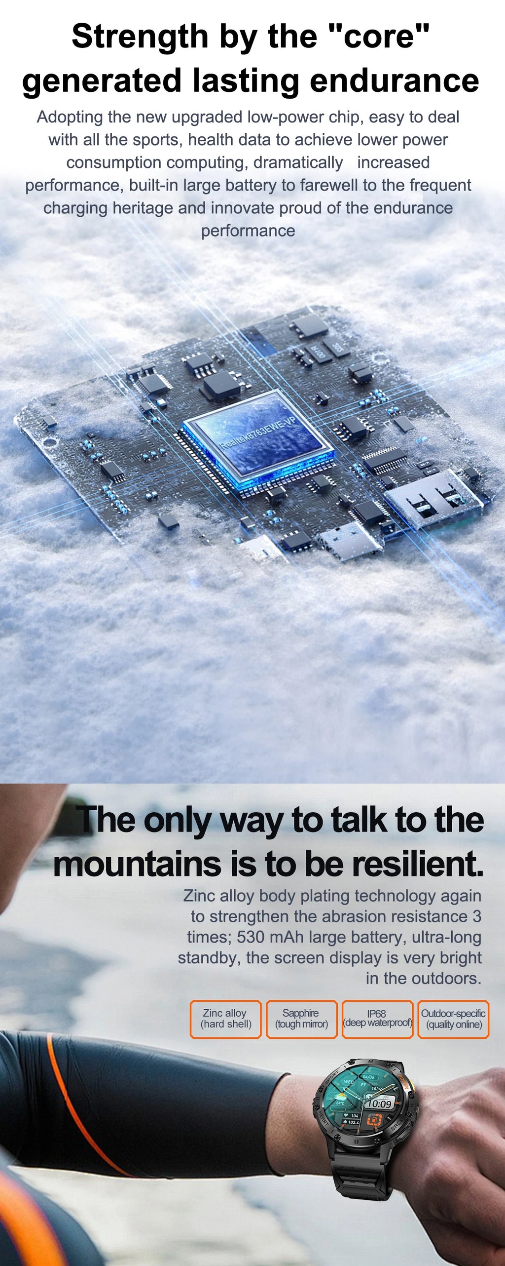 Canadian Heritage AMOLED Smart Watch - Flashlight Sports Waterproof Fitness Tracker with Bluetooth