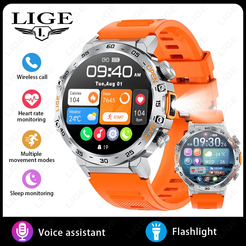 Canadian Heritage AMOLED Smart Watch - 360x360 HD Screen Waterproof Sports Fitness Watch with Flashlight