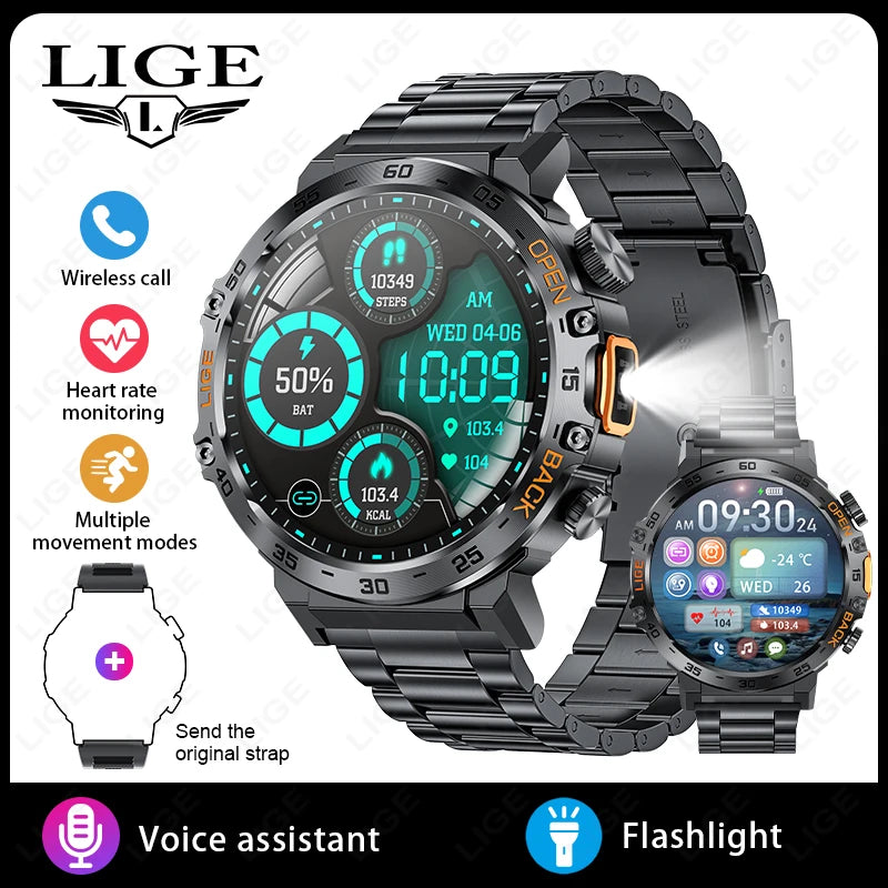 Canadian Heritage AMOLED Smart Watch - 360x360 HD Screen Waterproof Sports Fitness Watch with Flashlight