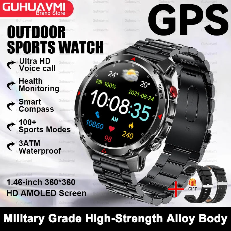 Canadian Heritage AMOLED Smart Watch - 1.46'' HD Display Voice Call Compass Fitness Tracker