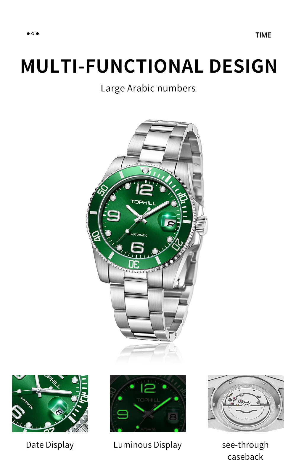 Canadian Heritage Automatic Watch - 40mm Sapphire Crystal Self-Winding Mechanical with Date & Luminous