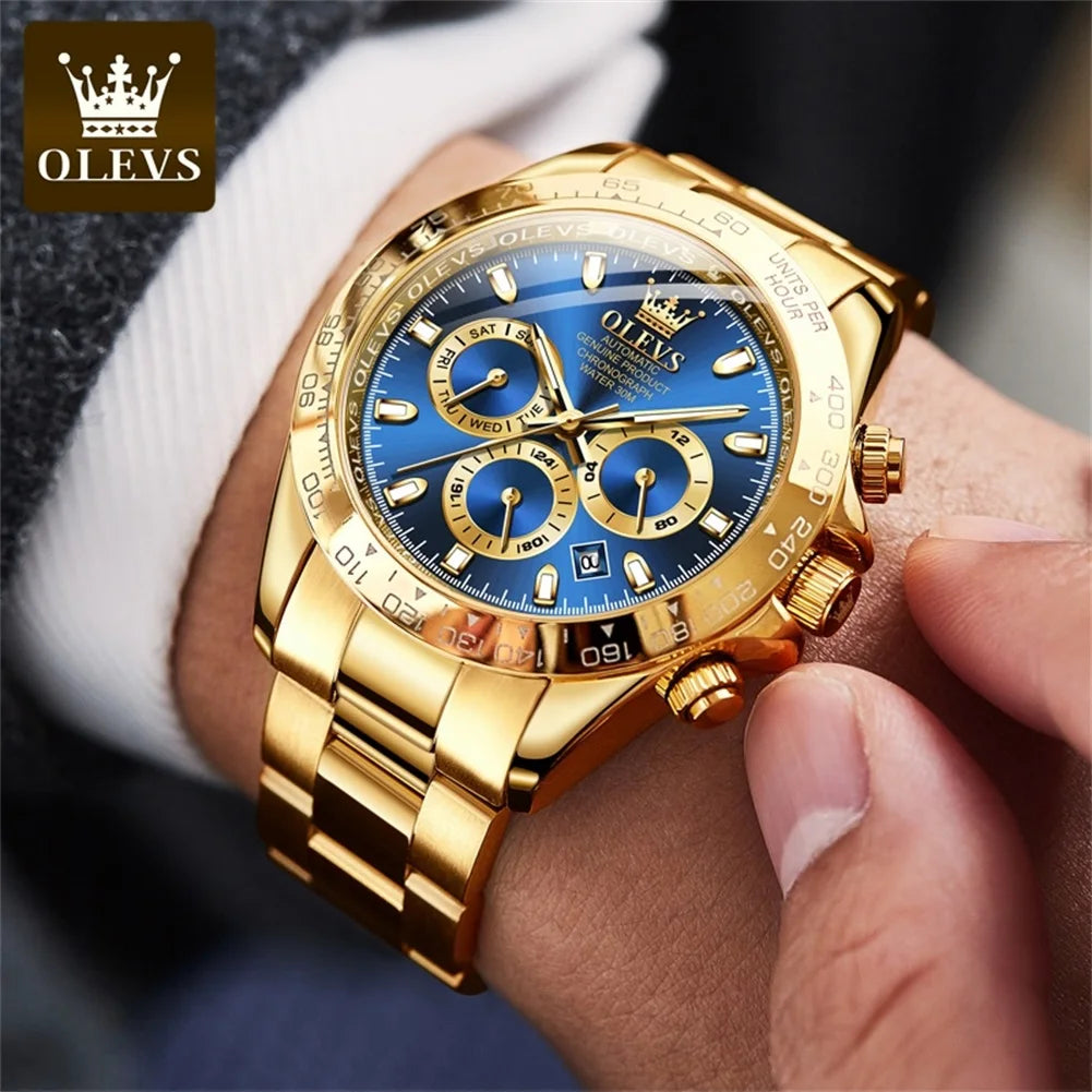 Canadian Heritage OLEVS 6638 Automatic Watch - Multi-Function Chronograph Waterproof Luxury Watch