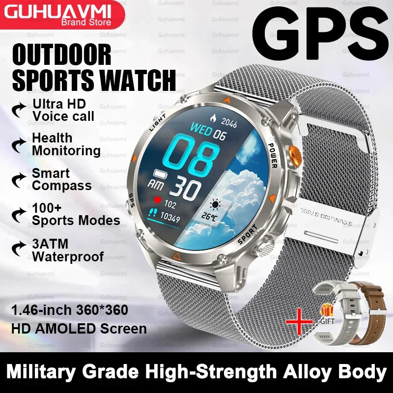 Canadian Heritage AMOLED Smart Watch - 1.46'' HD Display Voice Call Compass Fitness Tracker
