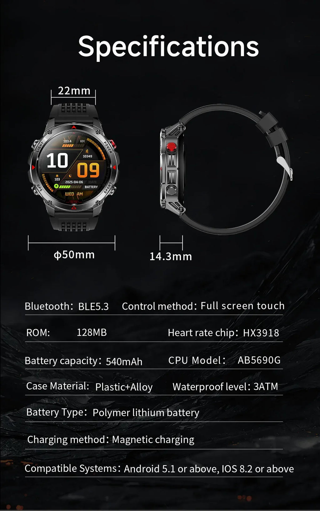 Canadian Heritage AMOLED Smart Watch - 1.46'' HD Display Voice Call Compass Fitness Tracker