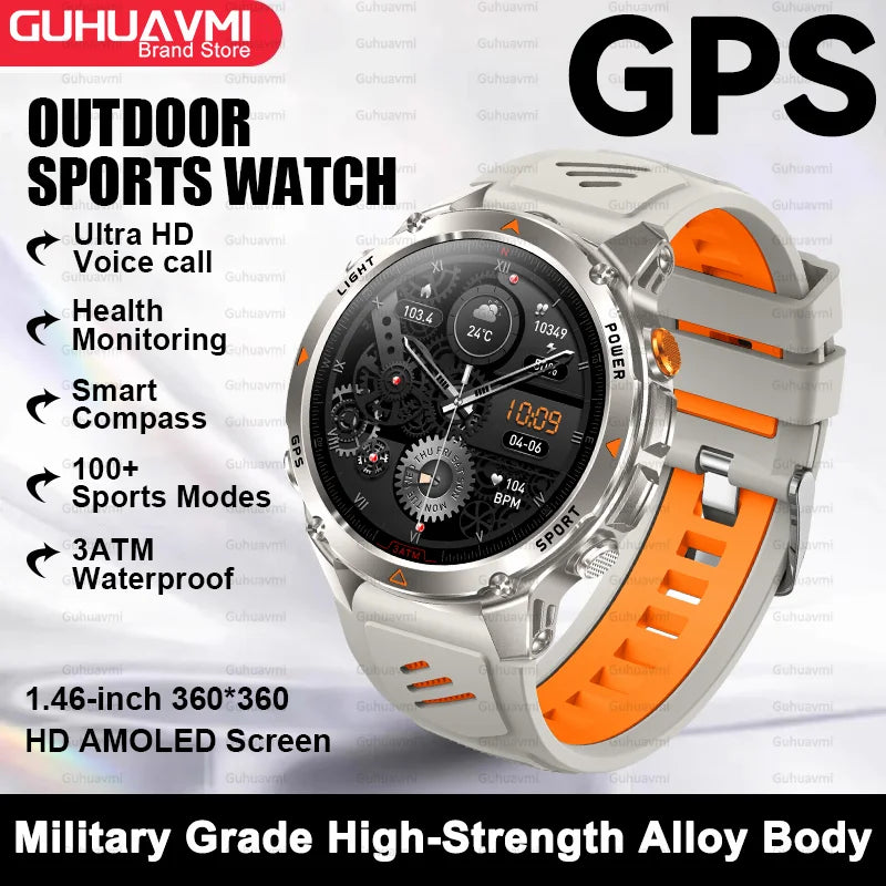 Canadian Heritage AMOLED Smart Watch - 1.46'' HD Display Voice Call Compass Fitness Tracker