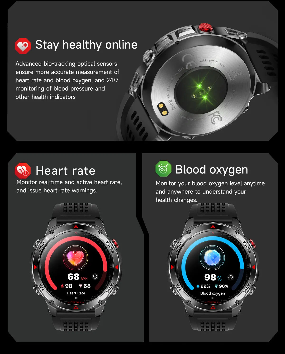 Canadian Heritage AMOLED Smart Watch - 1.46'' HD Display Voice Call Compass Fitness Tracker