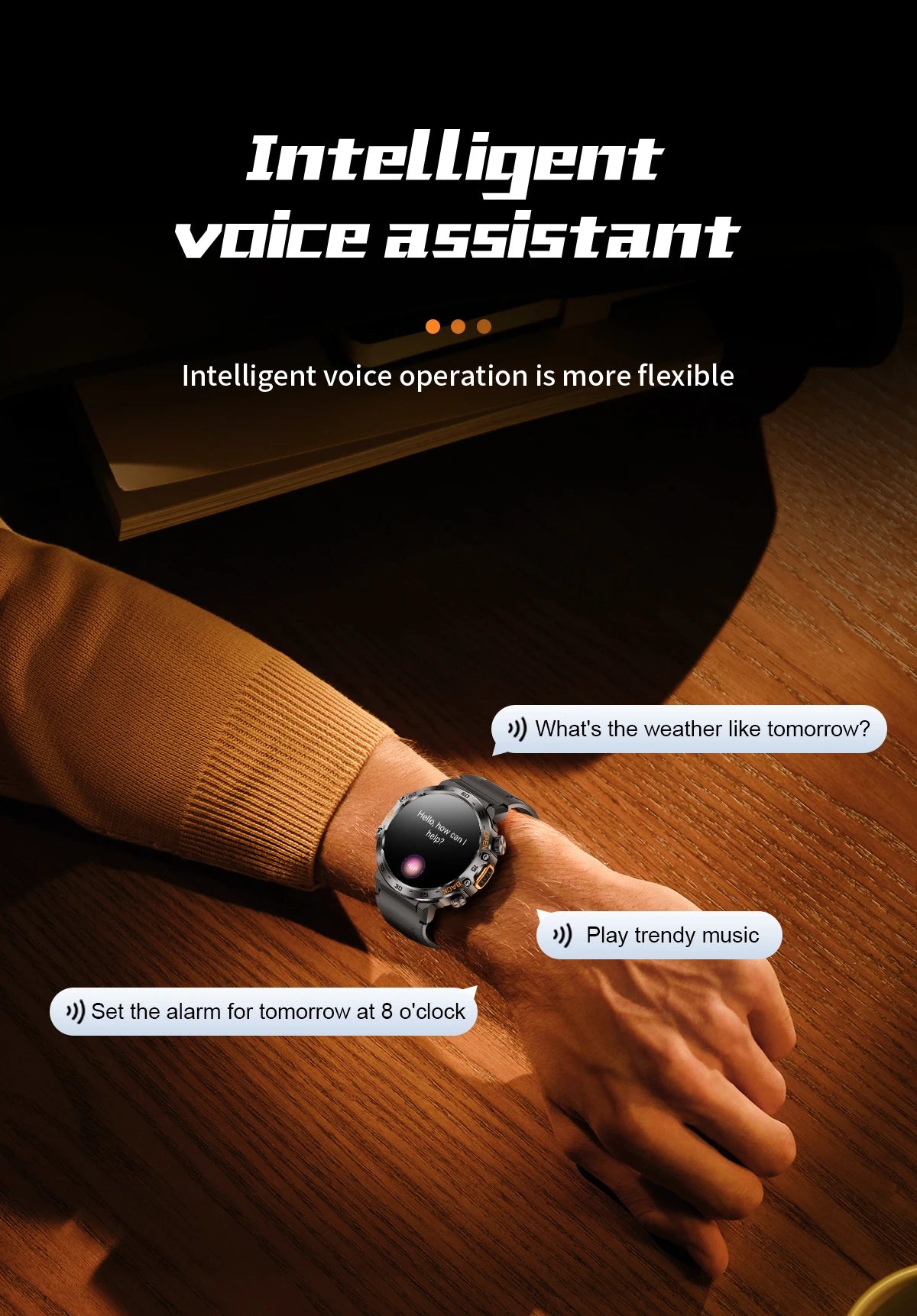 Canadian Heritage AMOLED Smart Watch - 360x360 HD Screen Waterproof Sports Fitness Watch with Flashlight