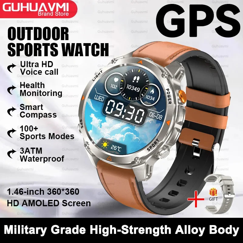 Canadian Heritage AMOLED Smart Watch - 1.46'' HD Display Voice Call Compass Fitness Tracker