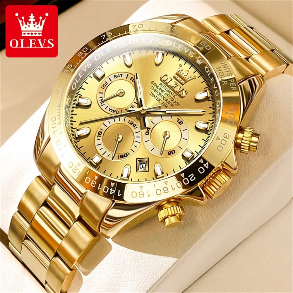 Canadian Heritage OLEVS 6638 Automatic Watch - Multi-Function Chronograph Waterproof Luxury Watch