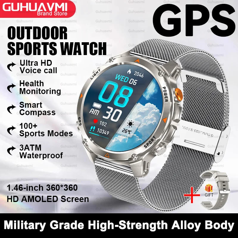 Canadian Heritage AMOLED Smart Watch - 1.46'' HD Display Voice Call Compass Fitness Tracker