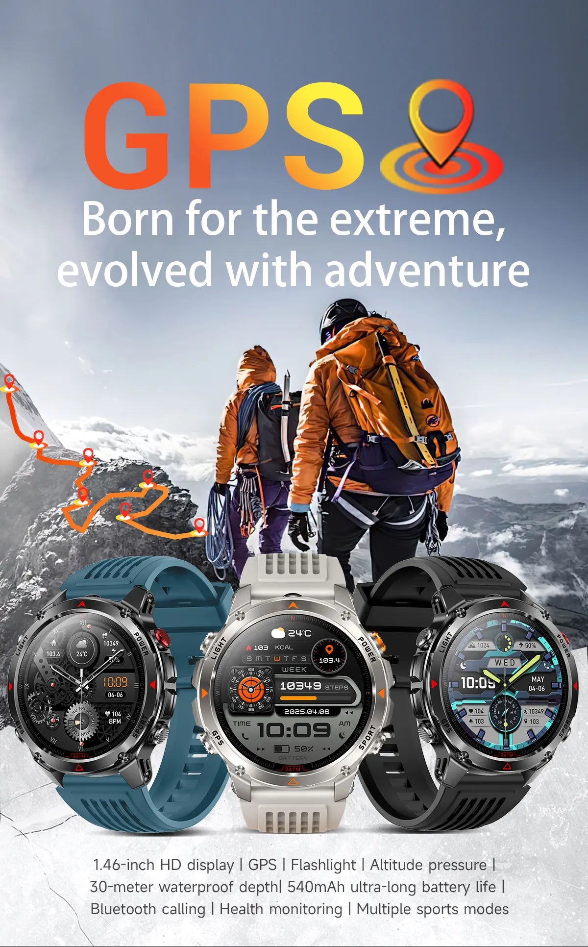 Canadian Heritage AMOLED Smart Watch - 1.46'' HD Display Voice Call Compass Fitness Tracker