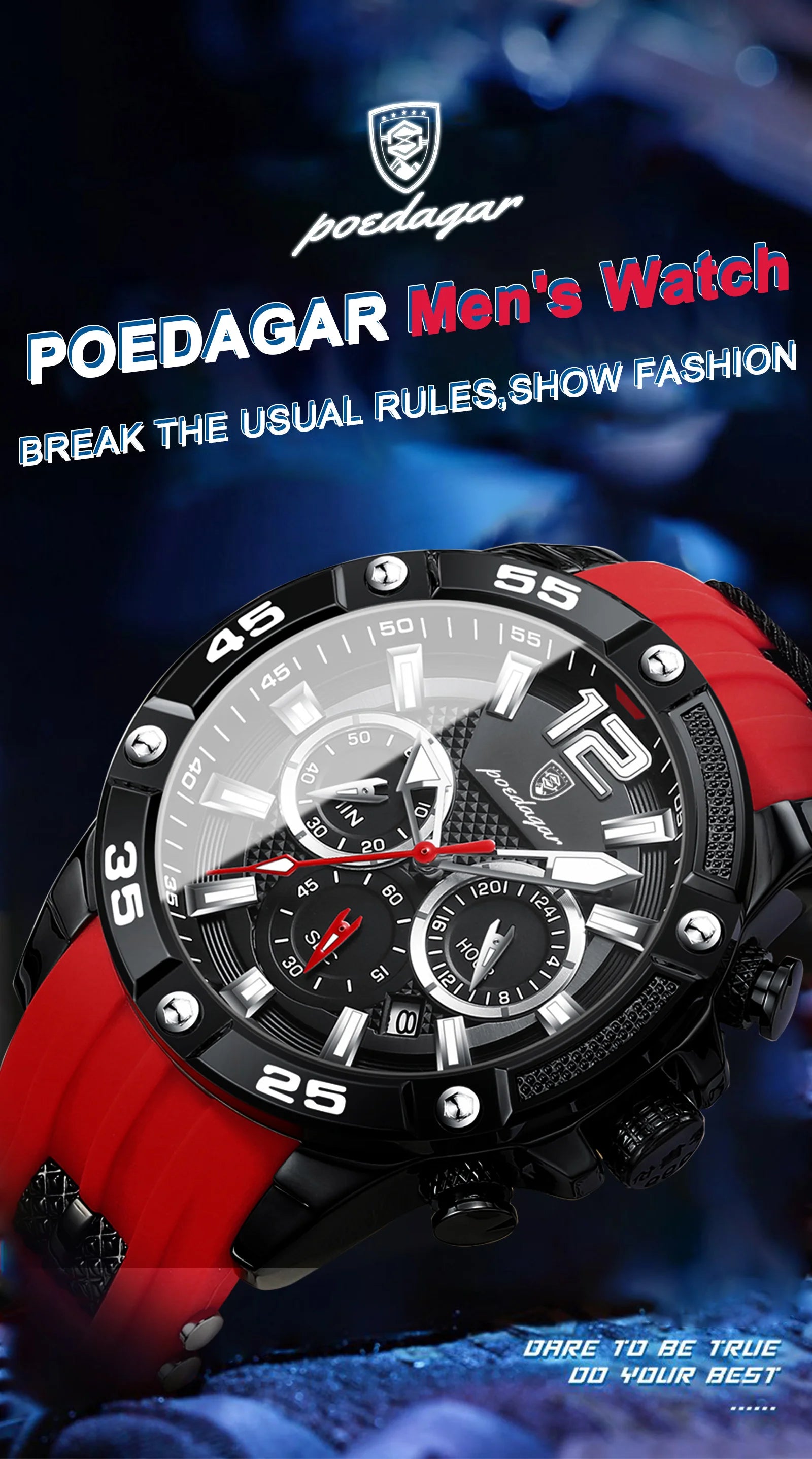 POEDAGAR Canadian Heritage Luxury Watch - Waterproof Chronograph Military Quartz Wristwatch