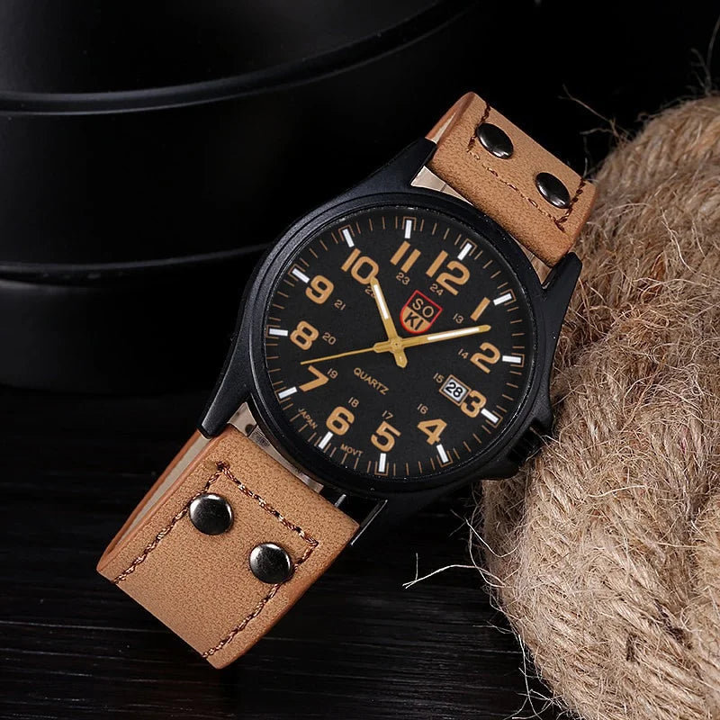 Leisure Men's Wristwatch Quartz Leather Strap Watches Masculino Relogio Fashion Male Calendar Clock Out-door Reloj Hombre
