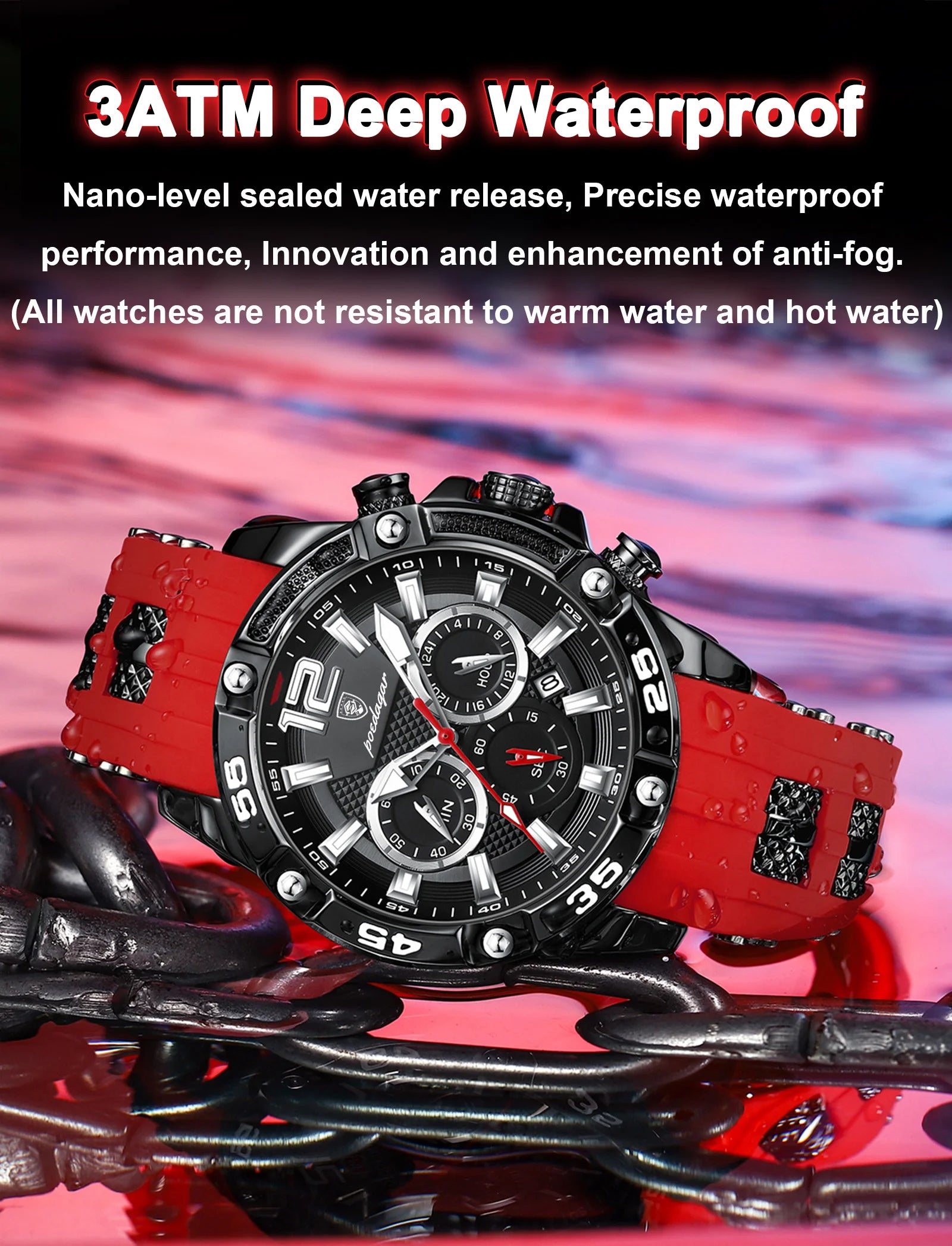 POEDAGAR Canadian Heritage Luxury Watch - Waterproof Chronograph Military Quartz Wristwatch